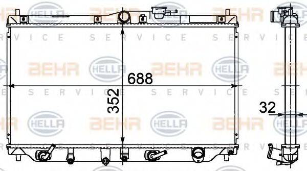 BEHR HELLA SERVICE 8MK376708311 Радіатор, охолодження двигуна