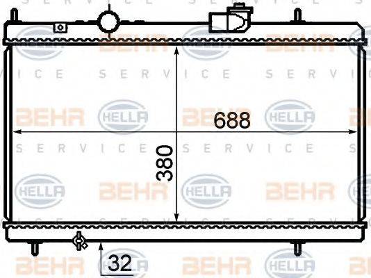 BEHR HELLA SERVICE 8MK376732741 Радіатор, охолодження двигуна