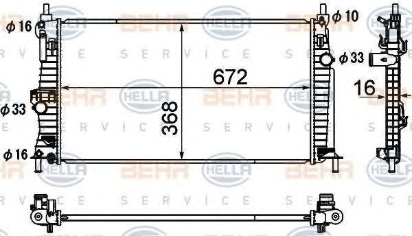 BEHR HELLA SERVICE 8MK376790391 Радіатор, охолодження двигуна