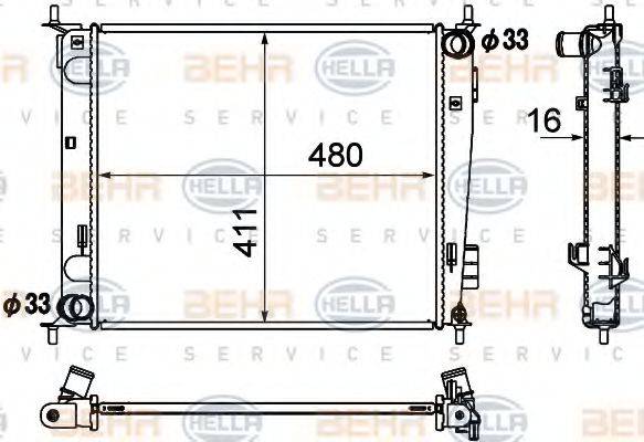 BEHR HELLA SERVICE 8MK376790421 Радіатор, охолодження двигуна