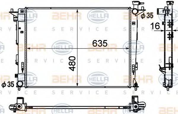 BEHR HELLA SERVICE 8MK376790441 Радіатор, охолодження двигуна