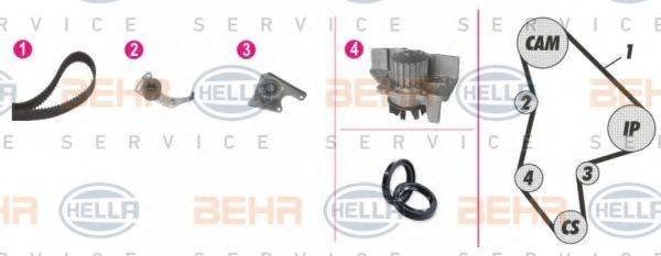 BEHR HELLA SERVICE 8MP376804801 Водяний насос + комплект зубчастого ременя