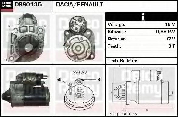 DELCO REMY DRS0135 Стартер