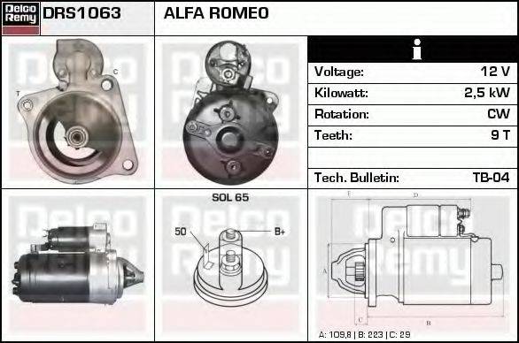 DELCO REMY DRS1063 Стартер