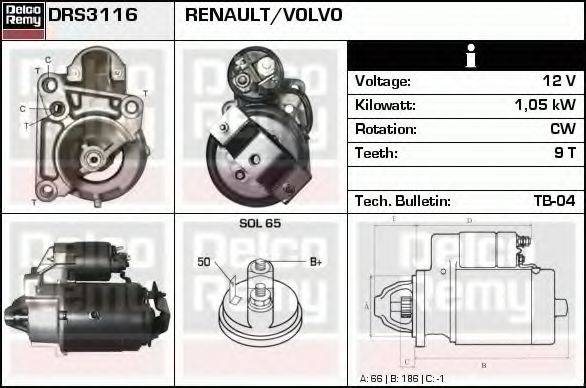 DELCO REMY DRS3116 Стартер