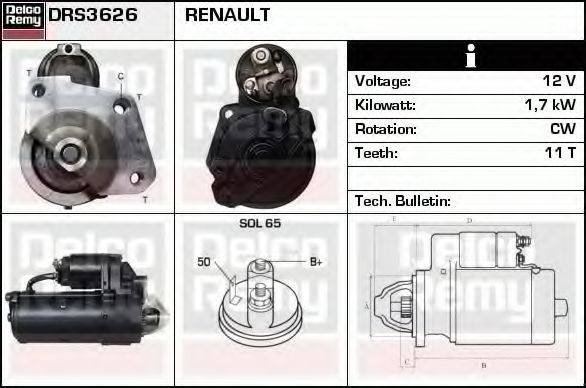 DELCO REMY DRS3626 Стартер