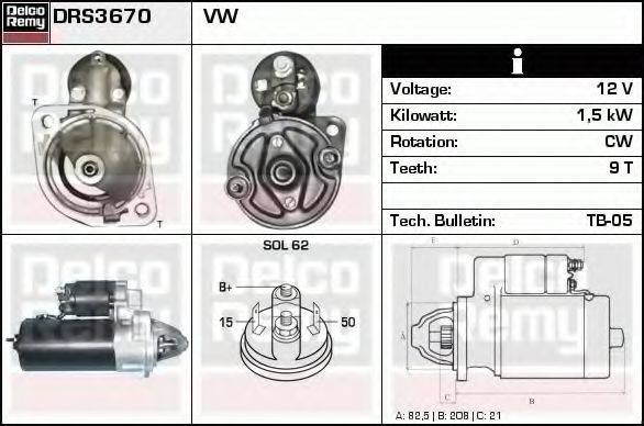 DELCO REMY DRS3670 Стартер