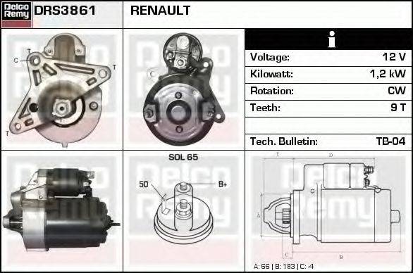 DELCO REMY DRS3861 Стартер