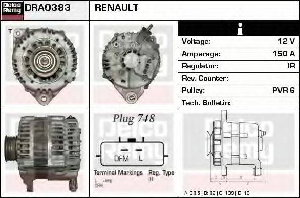 DELCO REMY DRA0383 Генератор