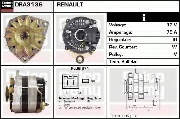 DELCO REMY DRA3136 Генератор