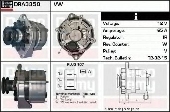 DELCO REMY DRA3350 Генератор