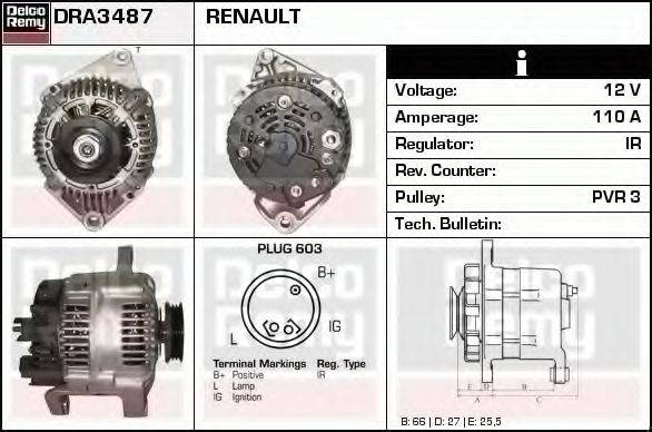 DELCO REMY DRA3487 Генератор