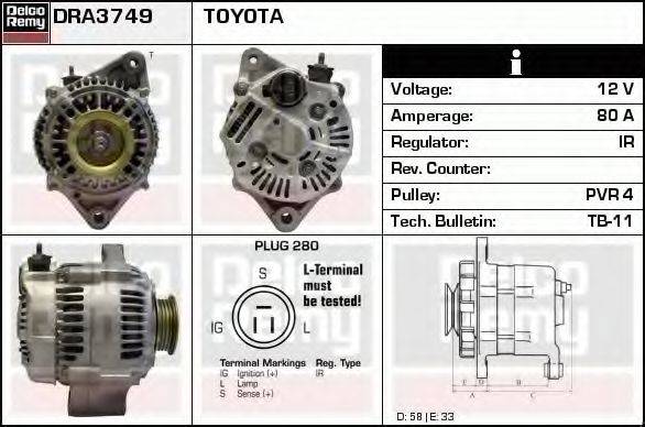 DELCO REMY DRA3749 Генератор