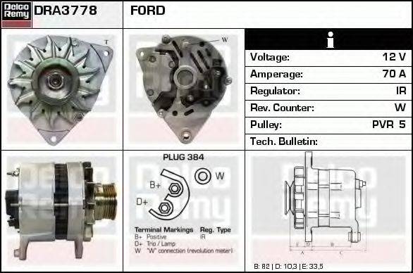 DELCO REMY DRA3778 Генератор