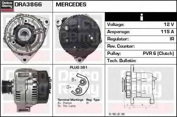 DELCO REMY DRA3866 Генератор