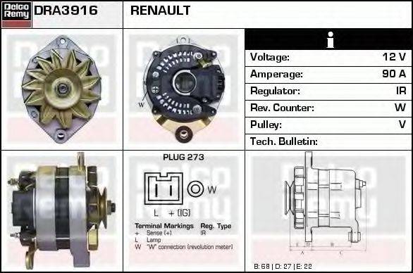 DELCO REMY DRA3916 Генератор