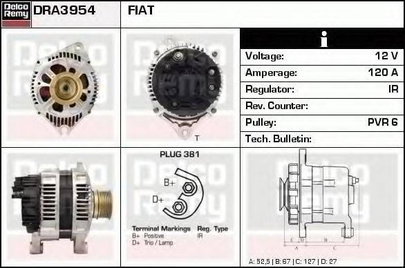 DELCO REMY DRA3954 Генератор