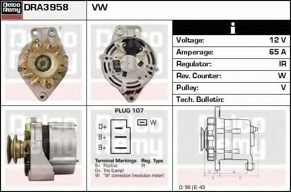 DELCO REMY DRA3958 Генератор