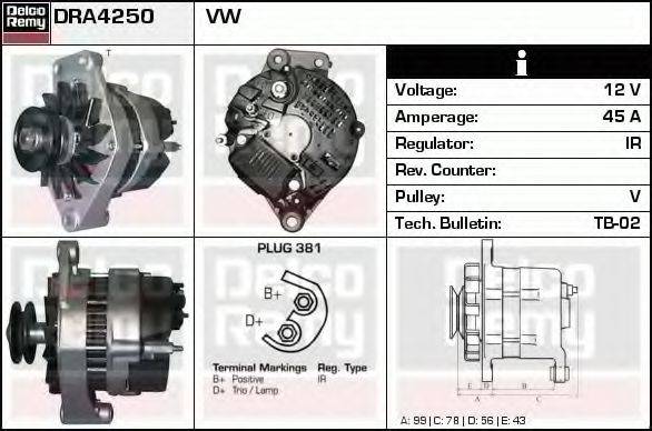 DELCO REMY DRA4250 Генератор