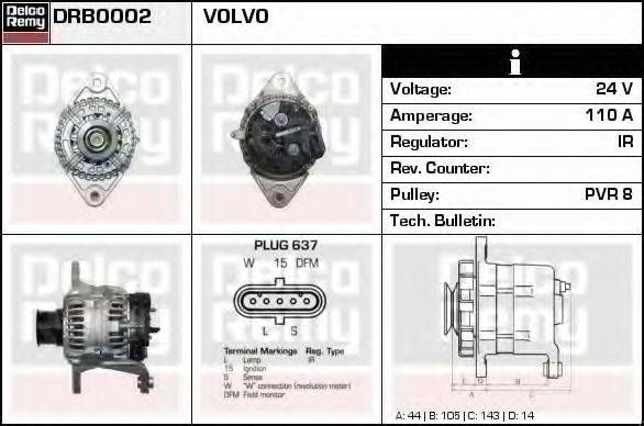 DELCO REMY DRB0002 Генератор