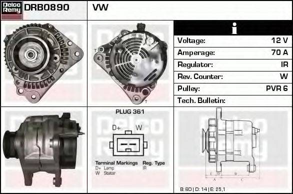 DELCO REMY DRB0890 Генератор