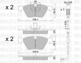 METELLI 2205573K Комплект гальмівних колодок, дискове гальмо