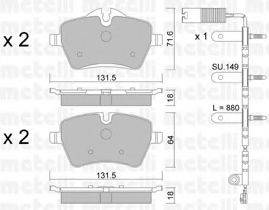 METELLI 2207680K Комплект гальмівних колодок, дискове гальмо