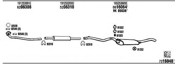 WALKER VW40182B Система випуску ОГ