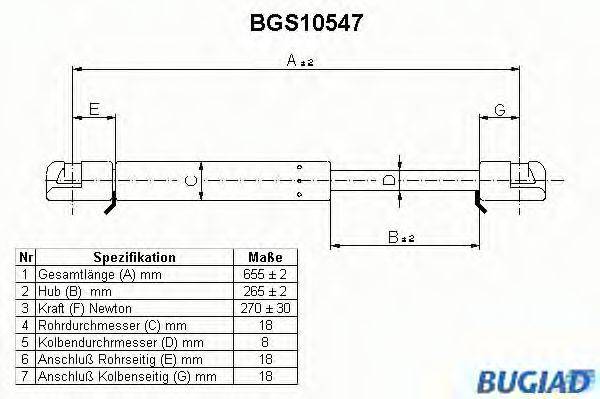 BUGIAD BGS10547 Газова пружина, кришка багажника