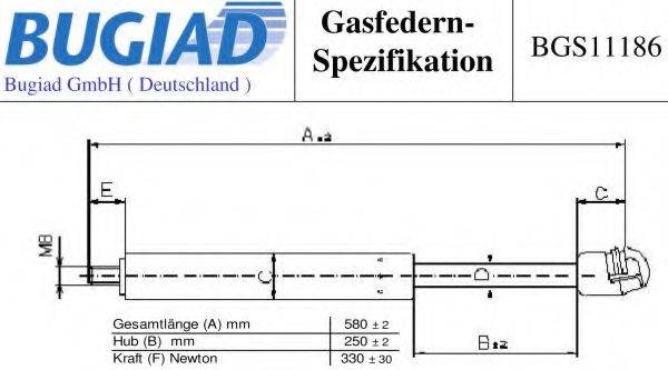 BUGIAD BGS11186 Газова пружина, капот