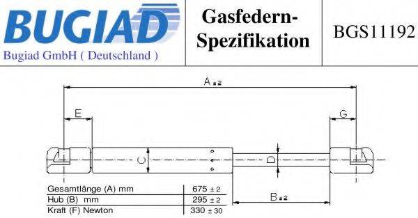 BUGIAD BGS11192 Газова пружина, капот