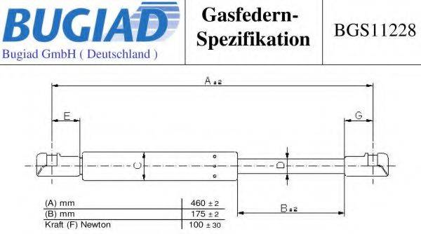 BUGIAD BGS11228 Газова пружина, заднє скло