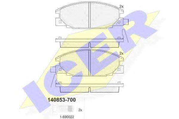 ICER 140853700 Комплект гальмівних колодок, дискове гальмо