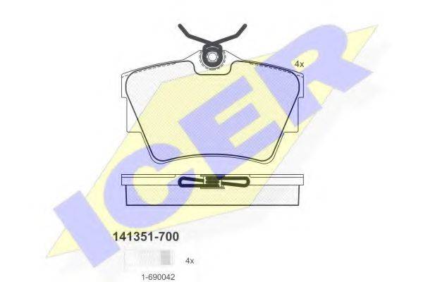 ICER 141351700 Комплект гальмівних колодок, дискове гальмо