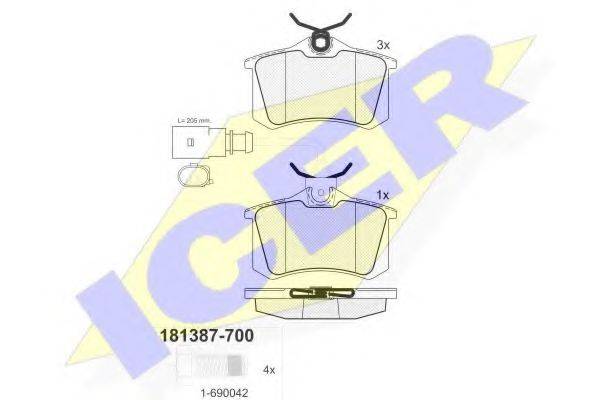 ICER 181387700 Комплект гальмівних колодок, дискове гальмо