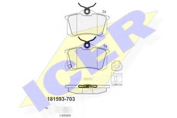 ICER 181593703 Комплект гальмівних колодок, дискове гальмо