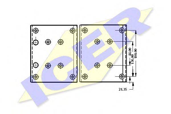 ICER 21949600 Комплект гальмівних черевиків, барабанні гальма