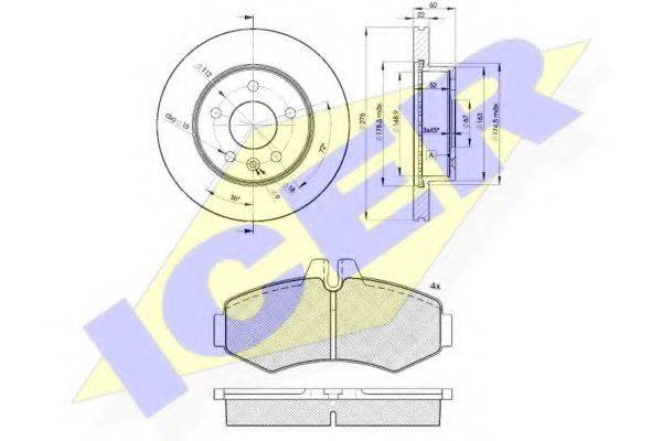 ICER 312886380 Комплект гальм, дисковий гальмівний механізм