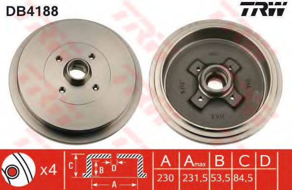 TRW DB4188 Гальмівний барабан