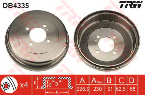TRW DB4335 Гальмівний барабан