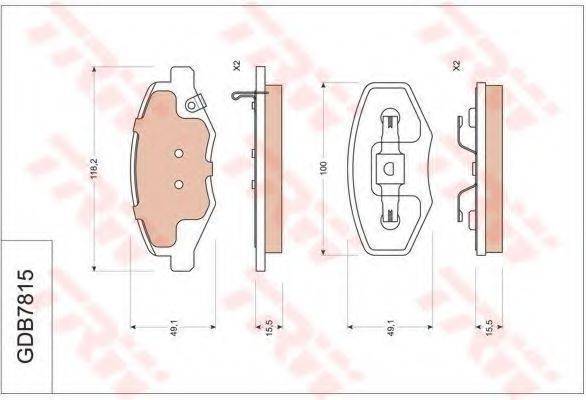 TRW GDB7815 Комплект гальмівних колодок, дискове гальмо