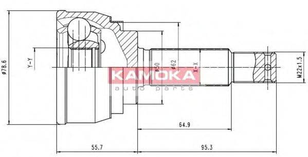 KAMOKA 6284 Шарнірний комплект, приводний вал