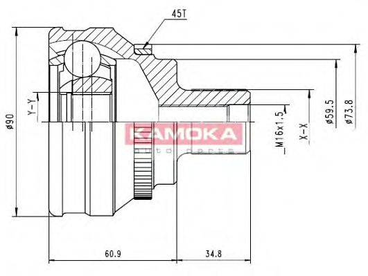 KAMOKA 6584 Шарнірний комплект, приводний вал