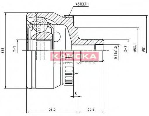 KAMOKA 6762 Шарнірний комплект, приводний вал