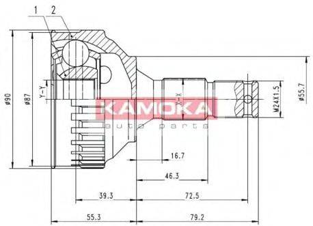 KAMOKA 6924 Шарнірний комплект, приводний вал