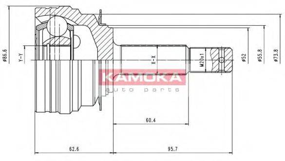 KAMOKA 7098 Шарнірний комплект, приводний вал