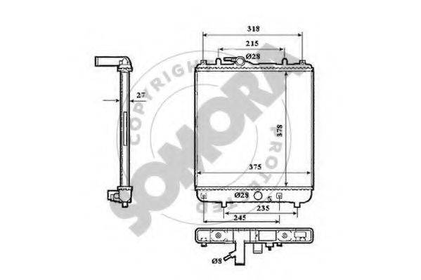 SOMORA 210140A Радіатор, охолодження двигуна