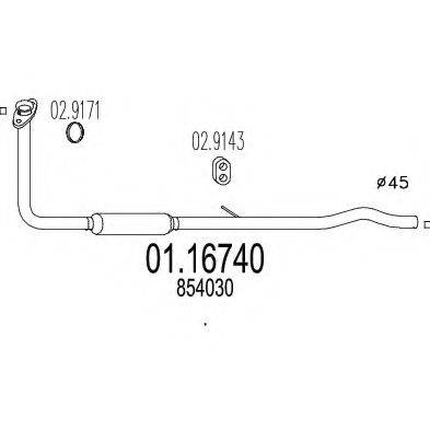 MTS 0116740 Труба вихлопного газу
