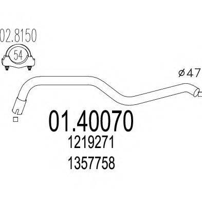 MTS 0140070 Труба вихлопного газу