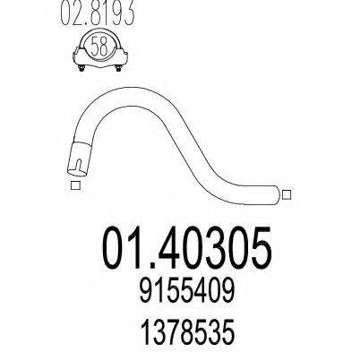 MTS 0140305 Труба вихлопного газу